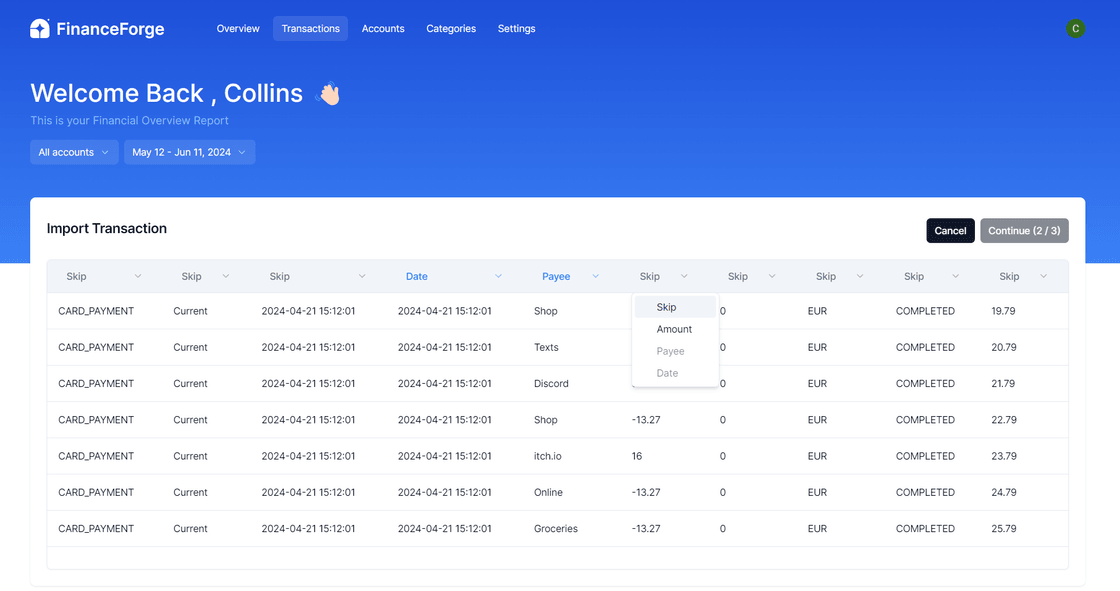 Transactions Upload